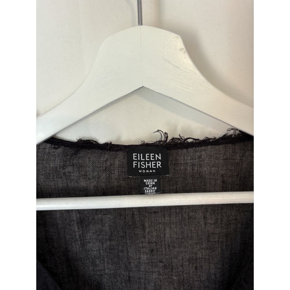Eileen Fisher Blouse Top Button Up Black Linen Relaxed XXL 2XL 3XL - Picture 5 of 11